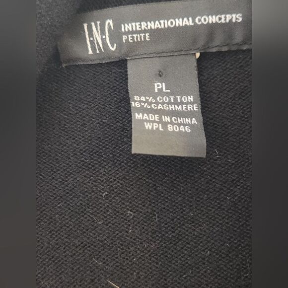 INC International Concepts PL Black CASHMEREBlendLngslvKnit Women OpenedCardigan - Picture 3 of 8